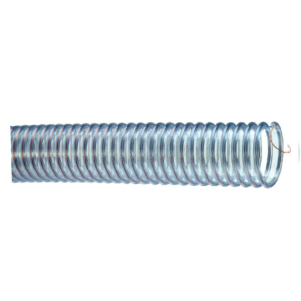 1 1/4" CLR PVC FDA HOSE W/CLR HLX COR